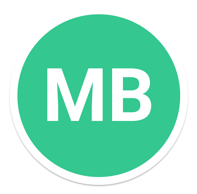 Round green logo with the MB Initials for Mobile rekluti.community